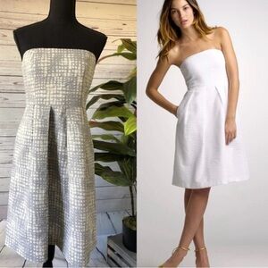 J.Crew: Lorelei, Seersucker Strapless Sundress, Gray & White, 8